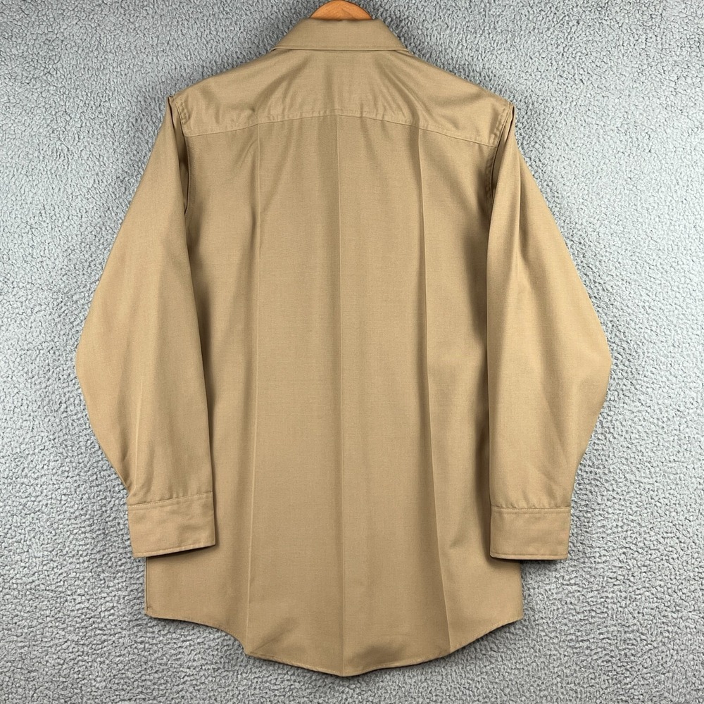 Vintage USMC Marines ACTWU Mens 16 33 Beige Uniform Shirt Polyester Wool Blend - Picture 6 of 13